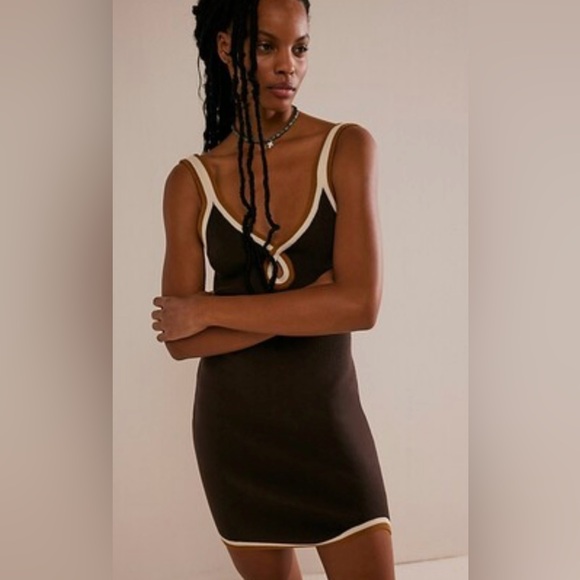 🆕 Free People Blair sweater dress in dark blue with mint and ecru size small - Picture 3 of 13